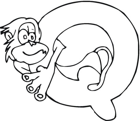 Letter Q With Monkey Coloring Page